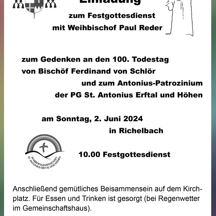 Flyer Gedenkgottestdienst für Bischöf Ferdinand von Schlör